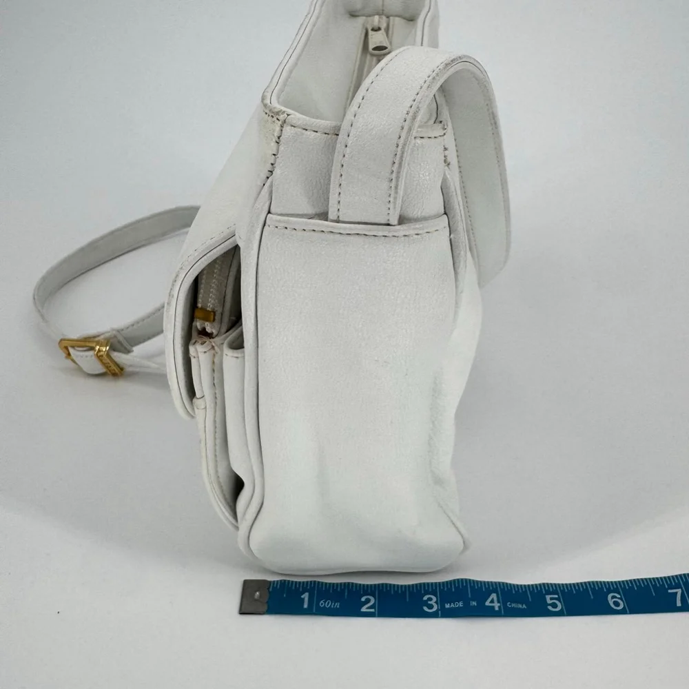 NWT Vintage Sereta White Leather Crossbody Bag Gold Hardware